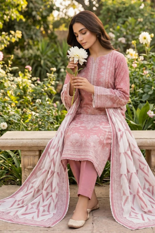 3 Pieces - Sohni Dharti Unstitched T Pink Colour Premium Print Lawn Suit  Rs.2,850.00 PKR