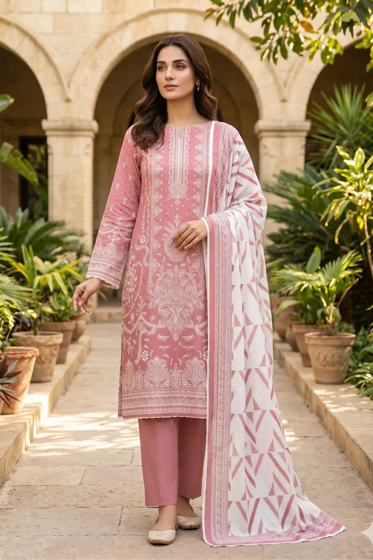 3 Pieces - Sohni Dharti Unstitched T Pink Colour Premium Print Lawn Suit  Rs.2,850.00 PKR