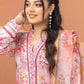 3 Pieces - Regalia Unstitched Baby Pink Fancy Zari Dupatta Printed Shirt Lawn Suit