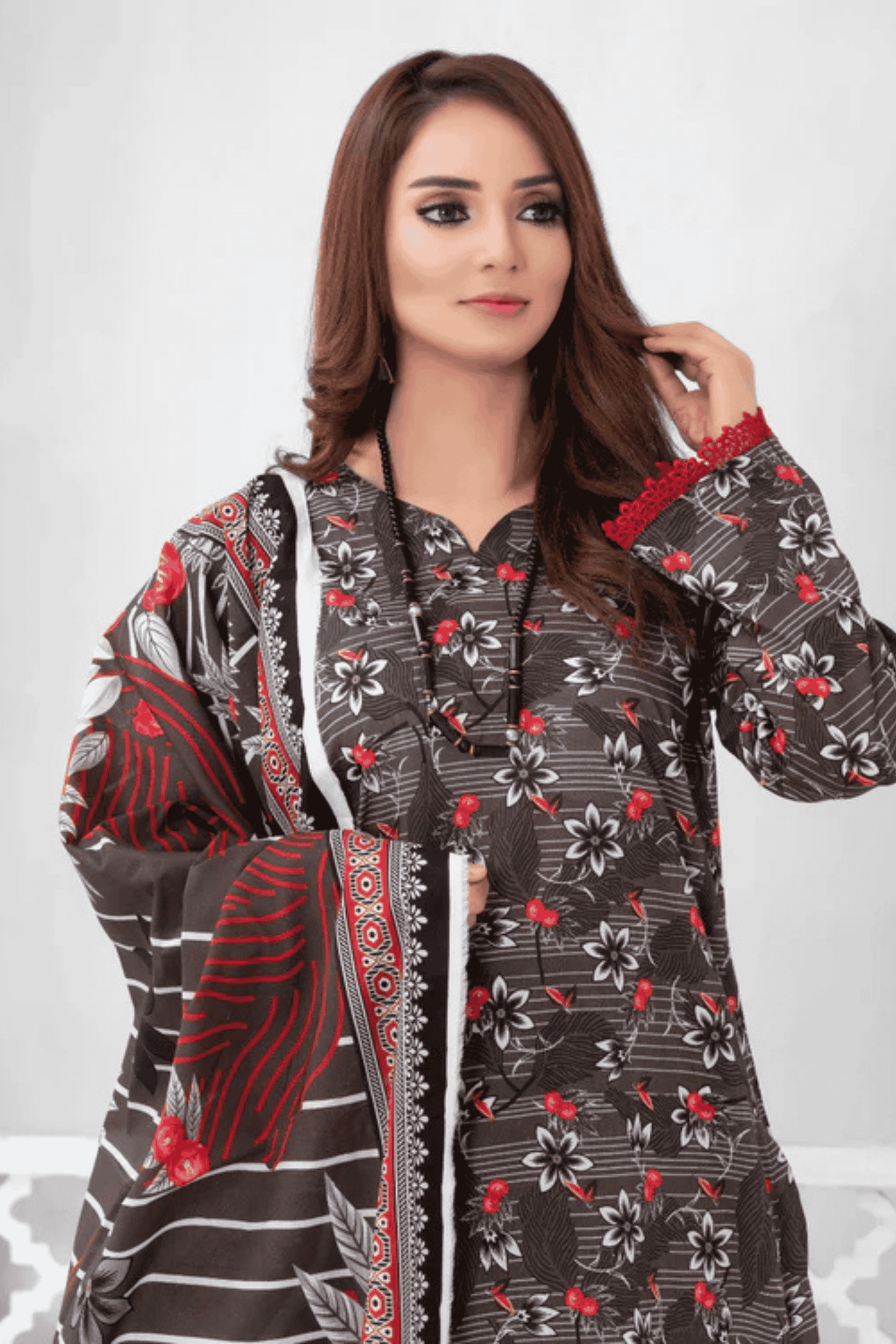3 Piece - Mahi Unstitched Dark Purple Ladies Print Lawn Suit