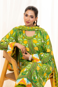 3 Pieces - Regalia Unstitched Parrot Doriya Linen Suit