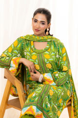 3 Pieces - Regalia Unstitched Parrot Doriya Linen Suit