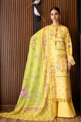 3 Pieces - NAQSH Unstitched Lemon Ladies Lawn Suit