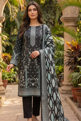 3 Pieces - Sohni Dharti Unstitched Black Colour Premium Print Lawn Suit