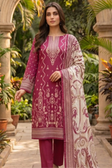 3 Pieces - Sohni Dharti Unstitched Plum Colour Premium Print Lawn Suit