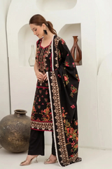3 Pieces - Marooj Unstitched Black BanaDora Linen Suit