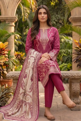 3 Pieces - Sohni Dharti Unstitched Plum Colour Premium Print Lawn Suit