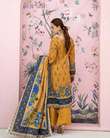 3 Pieces - Marooj Unstitched Light Mustard BanaDora Linen Suit