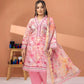 3 Pieces - Regalia Unstitched Baby Pink Fancy Zari Dupatta Printed Shirt Lawn Suit