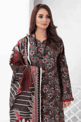 3 Piece - Mahi Unstitched Dark Purple Ladies Print Lawn Suit