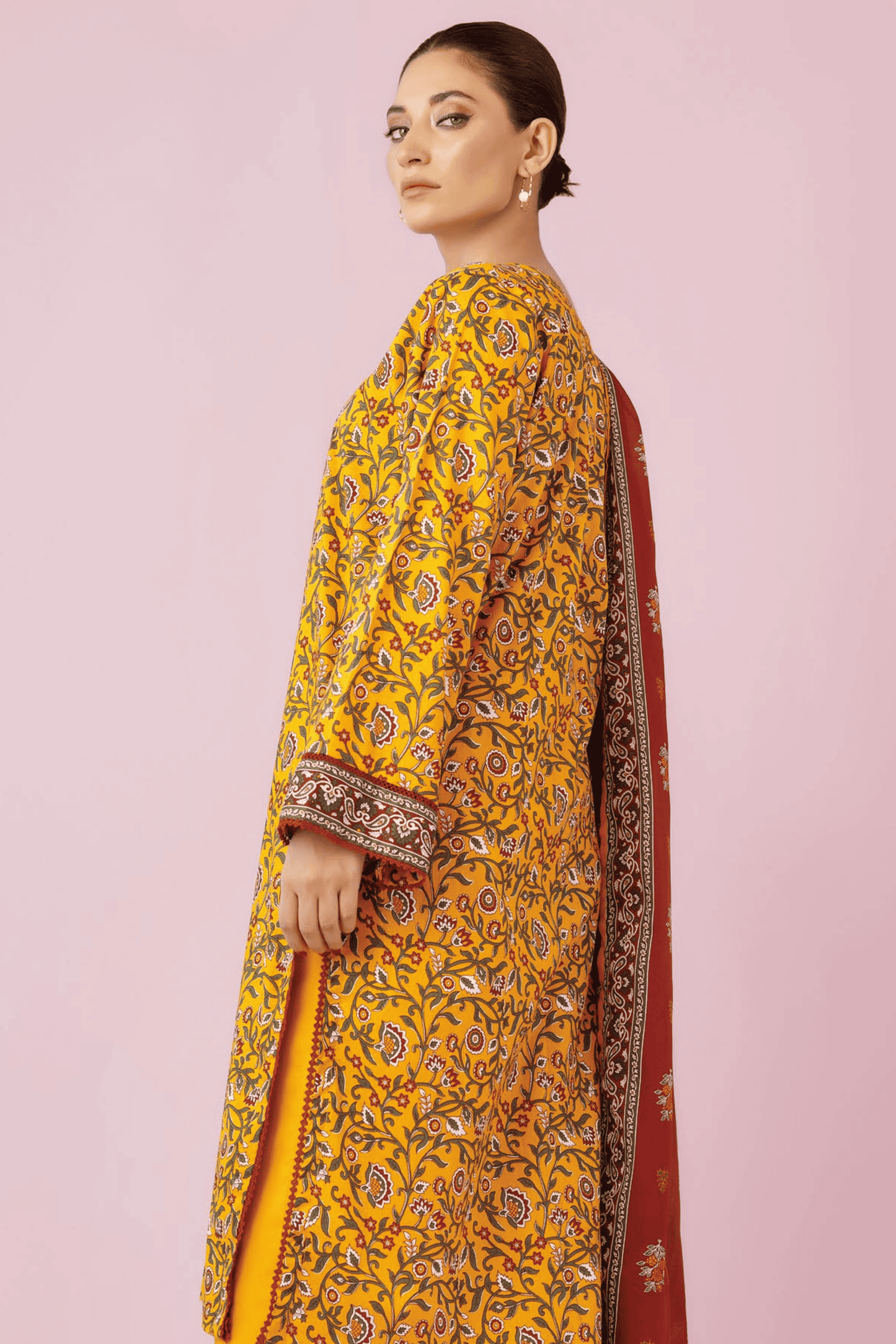 3 Pieces - Orient Unstitched Mustard Printed Lawn Suit