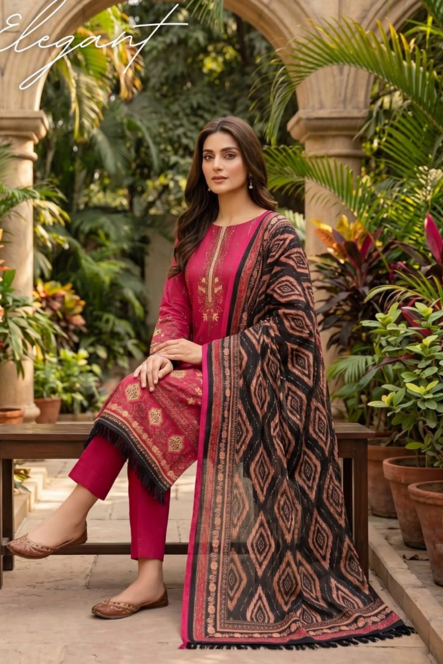 3 Pieces - Sohni Dharti Unstitched Red Colour Premium Print Lawn Suit