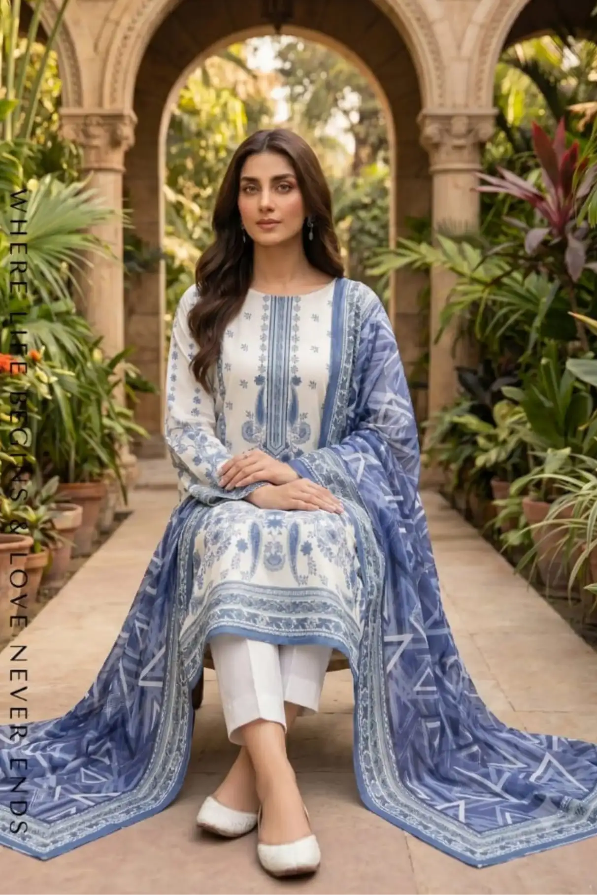 3 Pieces - Sohni Dharti Unstitched Off-White Colour Premium Print Lawn Suit