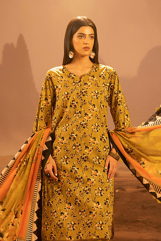 3 Pieces - Regalia Unstitched Yellow Mid Summer Cotton Suit