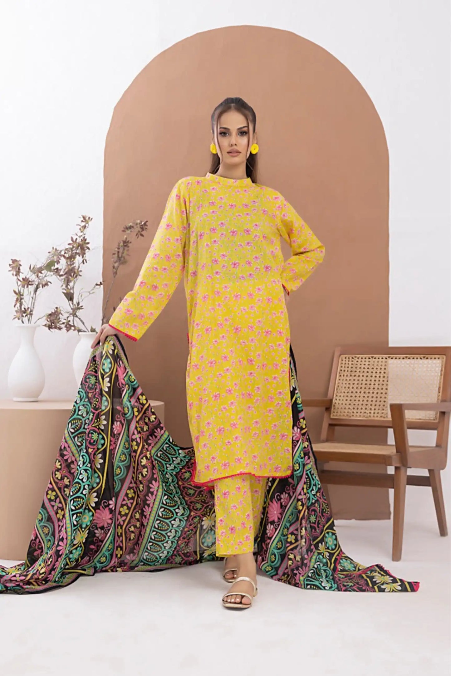 3 Pieces - Regalia Unstitched Lemon Printed Lawn Suit