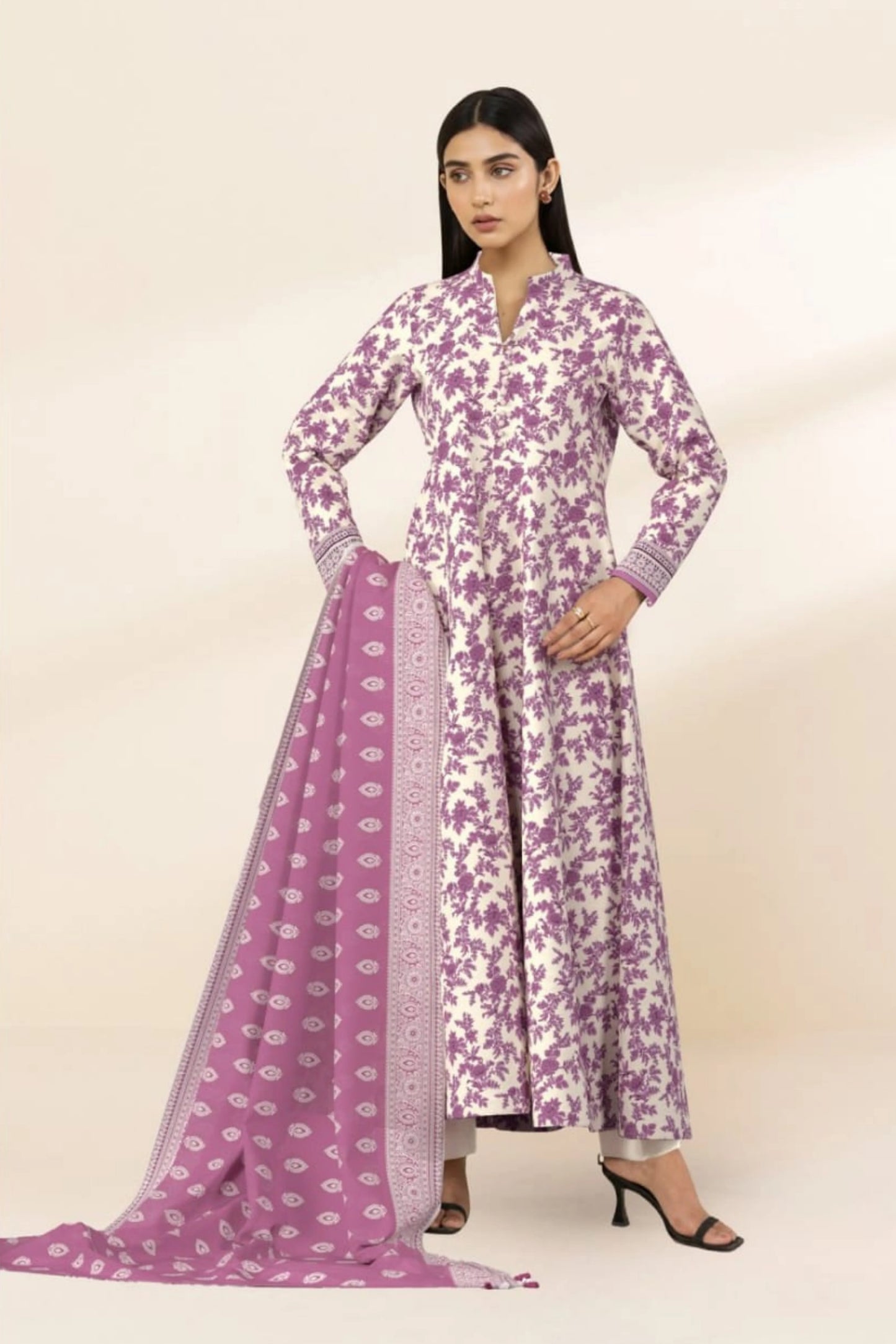3 Pieces - Sapphire Unstitched  Light Purple Lawn Suit