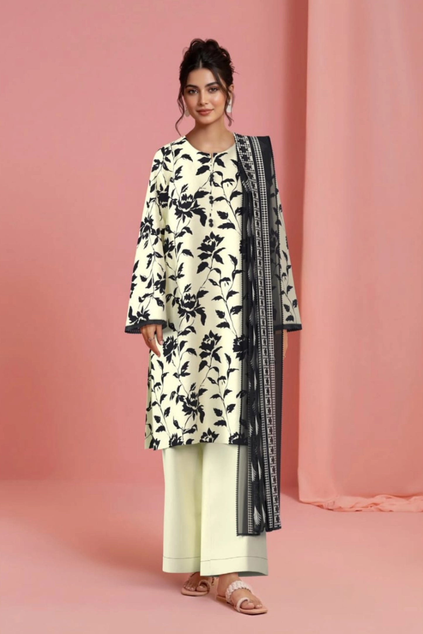 3 Pieces - Sapphire Unstitched Pale Yellow Lawn Suit
