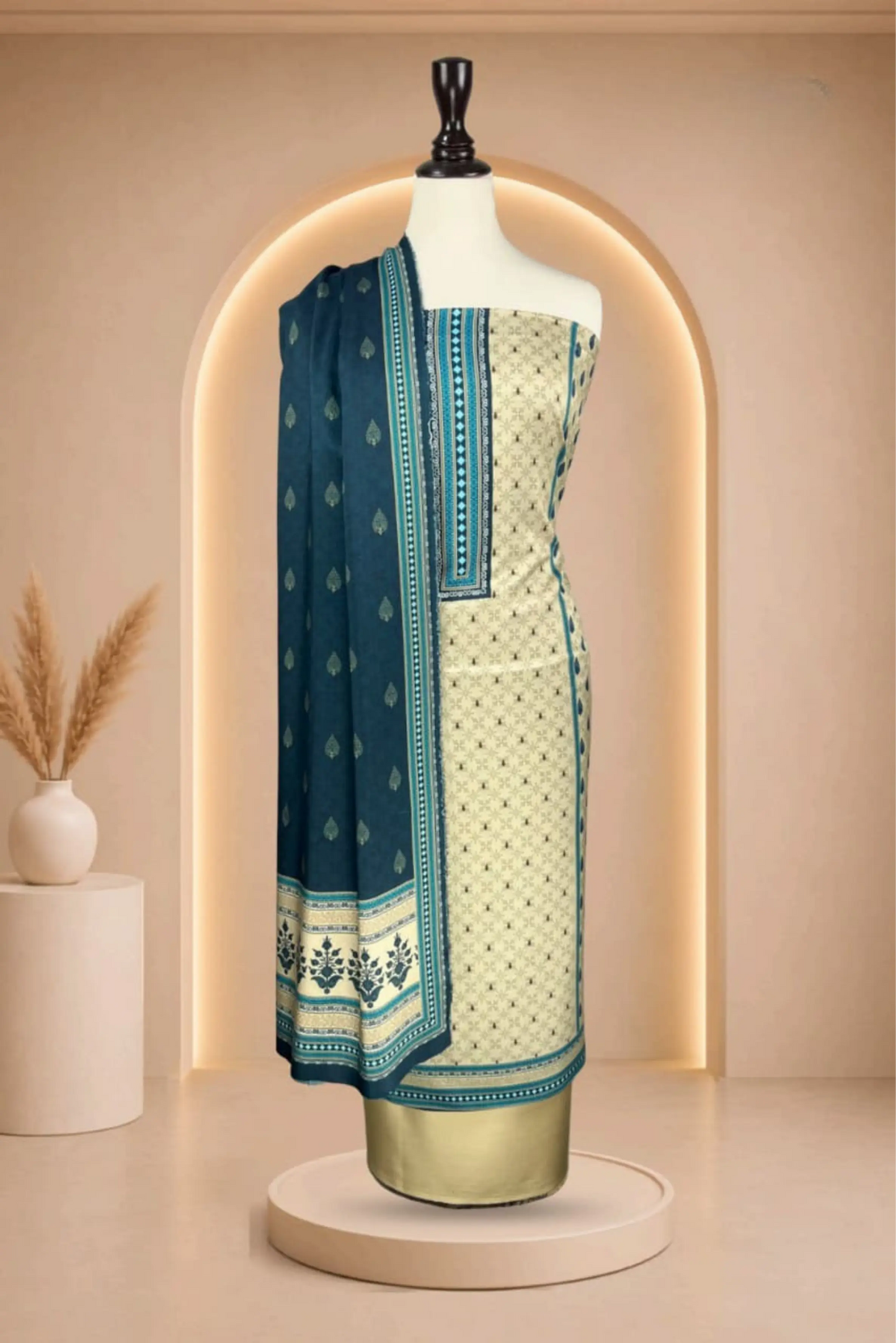 3 Pieces - Rijja By Murashe Unstitched Skin Ladies Viscos Suit