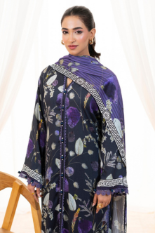 3 Pieces - Regalia Unstitched Blue Doriya Linen Suit