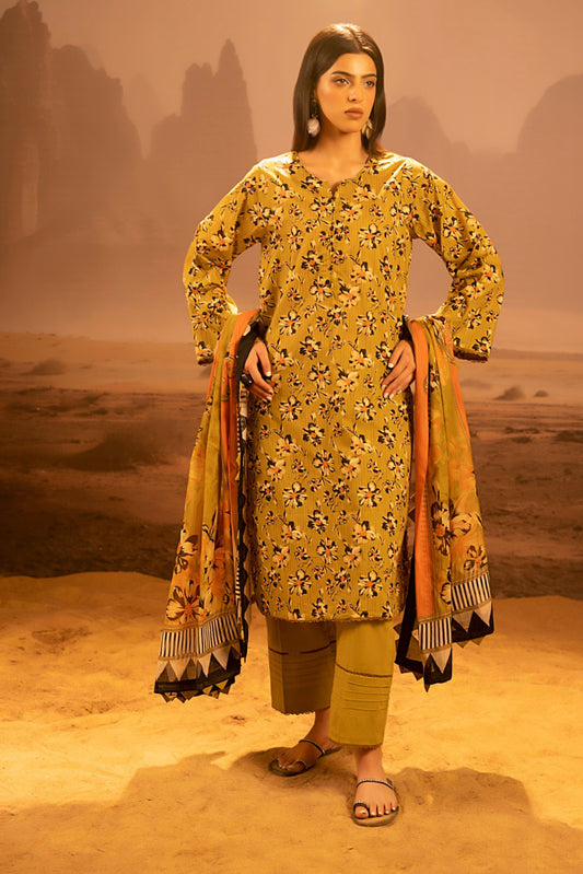 3 Pieces - Regalia Unstitched Yellow Mid Summer Cotton Suit