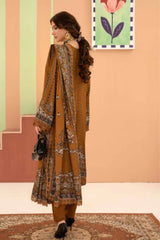 3 Pieces - Raabi  Unstitched Musturd  Printed Ladies Linen Suit