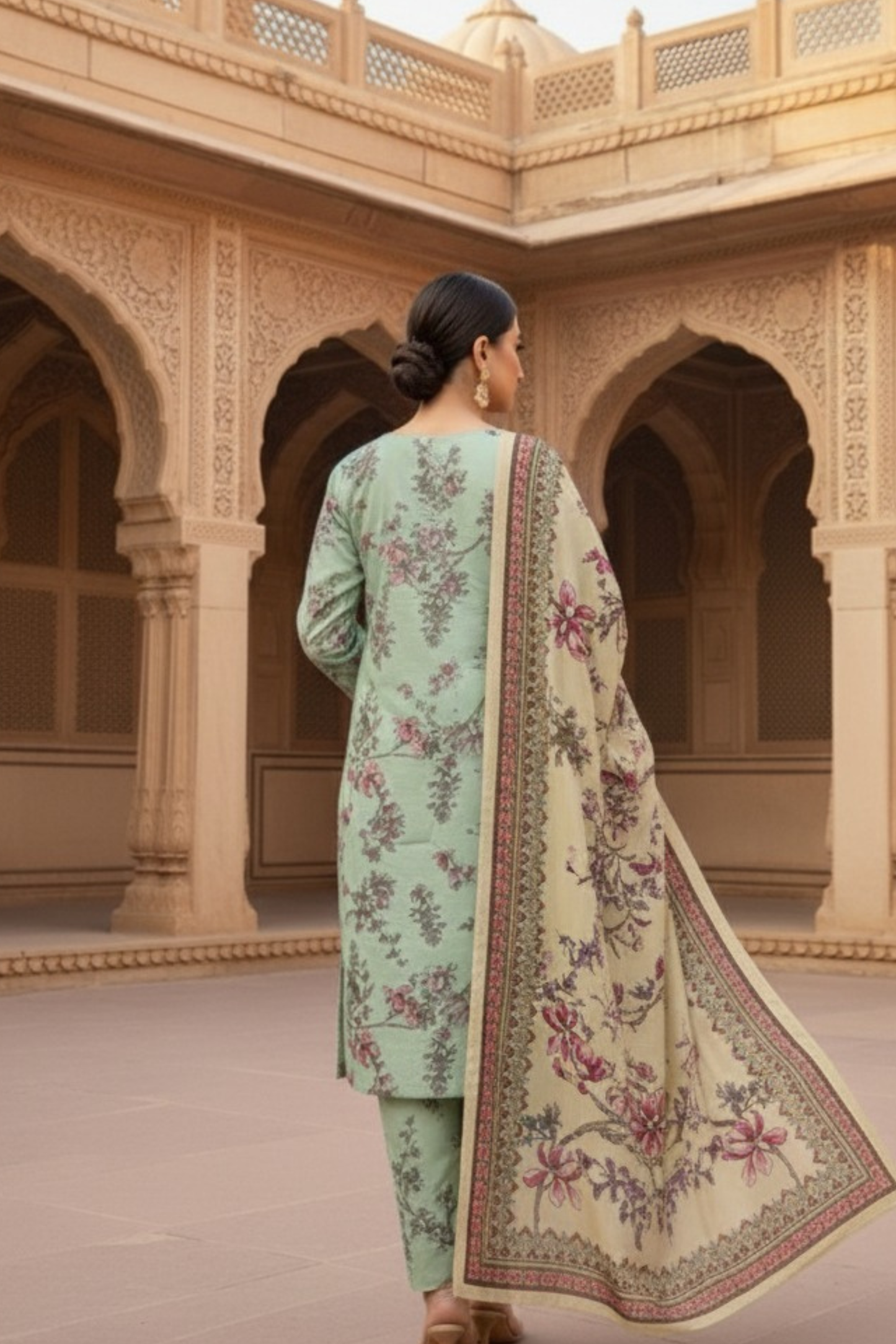 3 Pieces - Marooj Unstitched See Green BanaDora Linen Suit