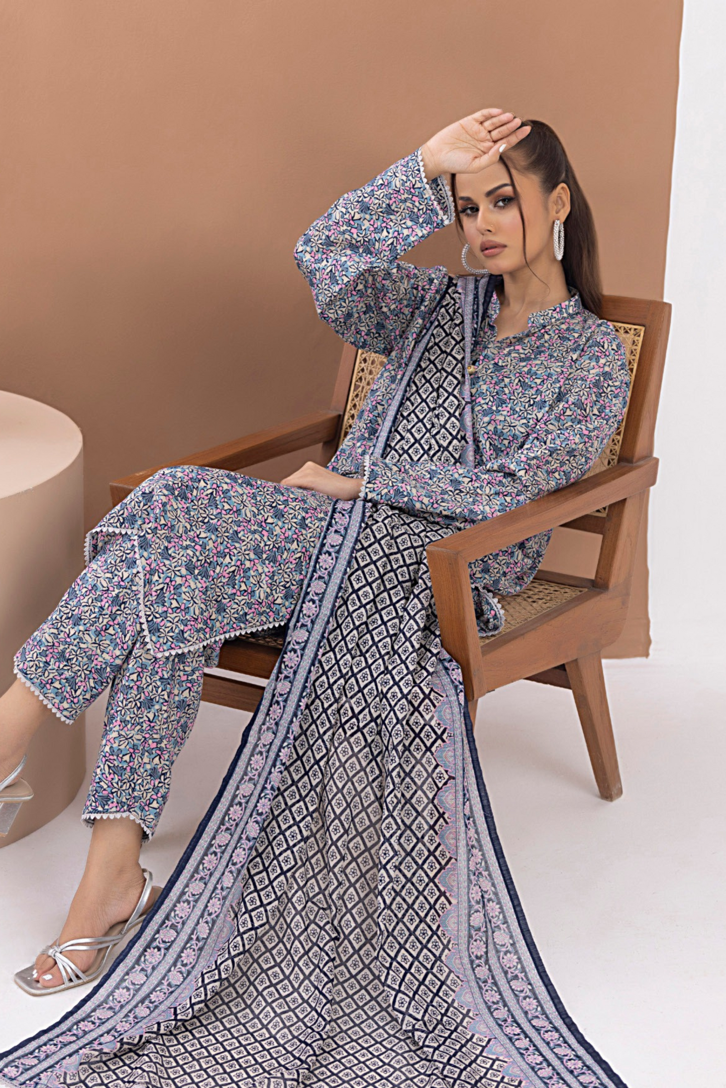 3 Pieces - Regalia Unstitched Powder Blue Printed Lawn Suit