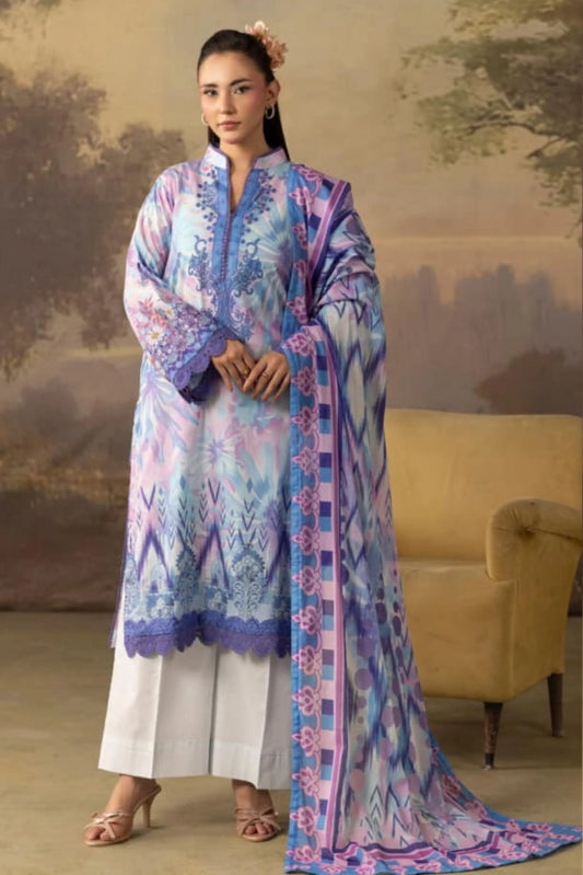 3 Pieces - Rangreza Unstitched  Light Purple Lawn Suit