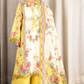 3 Pieces - NAQSH Unstitched Yellow  Ladies Lawn Suit