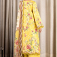 3 Pieces - NAQSH Unstitched Yellow  Ladies Lawn Suit