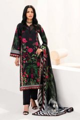 3 Pieces - Yakeen By Asifa Unstitched Black Ladies Lawn Suit