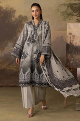 3 Pieces - Rangreza Unstitched Charcoal Grey Lawn Suit
