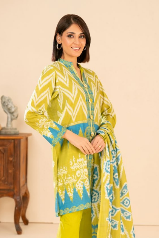 3 Pieces - GulAhmed Unstitched Brass Printed Khaddar Suit