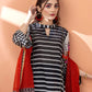 3 Pieces - Regalia Unstitched Black Fancy Zari Dupatta Printed Shirt Lawn Suit