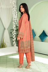 3 Pieces - Aizal Unstitched Baby Pink Printed Shamray Linen Suit