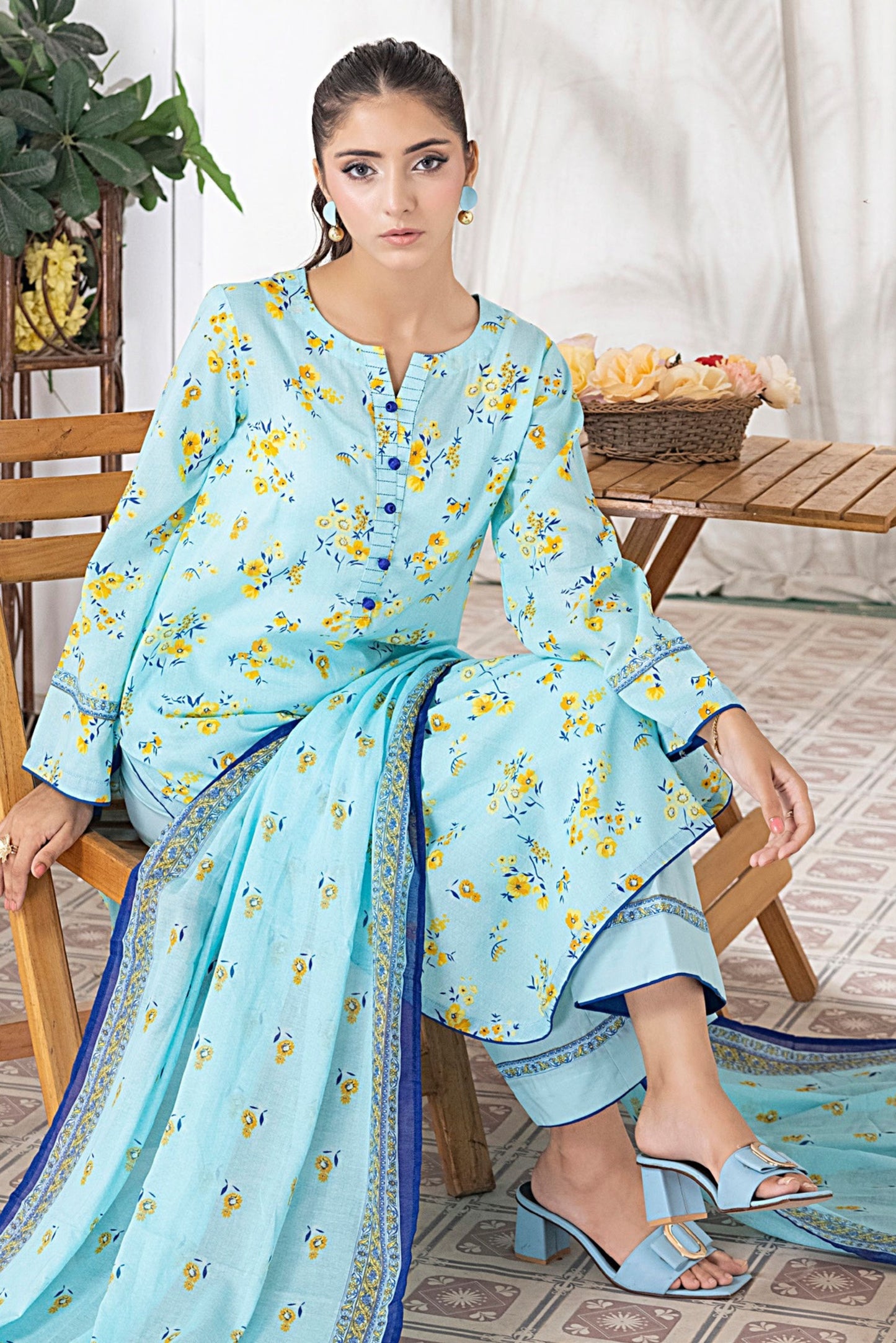 3 Pieces - Regalia Unstitched Pale Blue Printed Lawn Suit