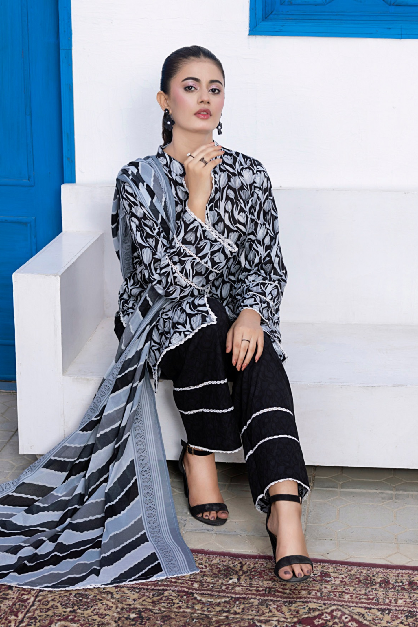 3 Pieces - Regalia Unstitched Black Printed Lawn Suit