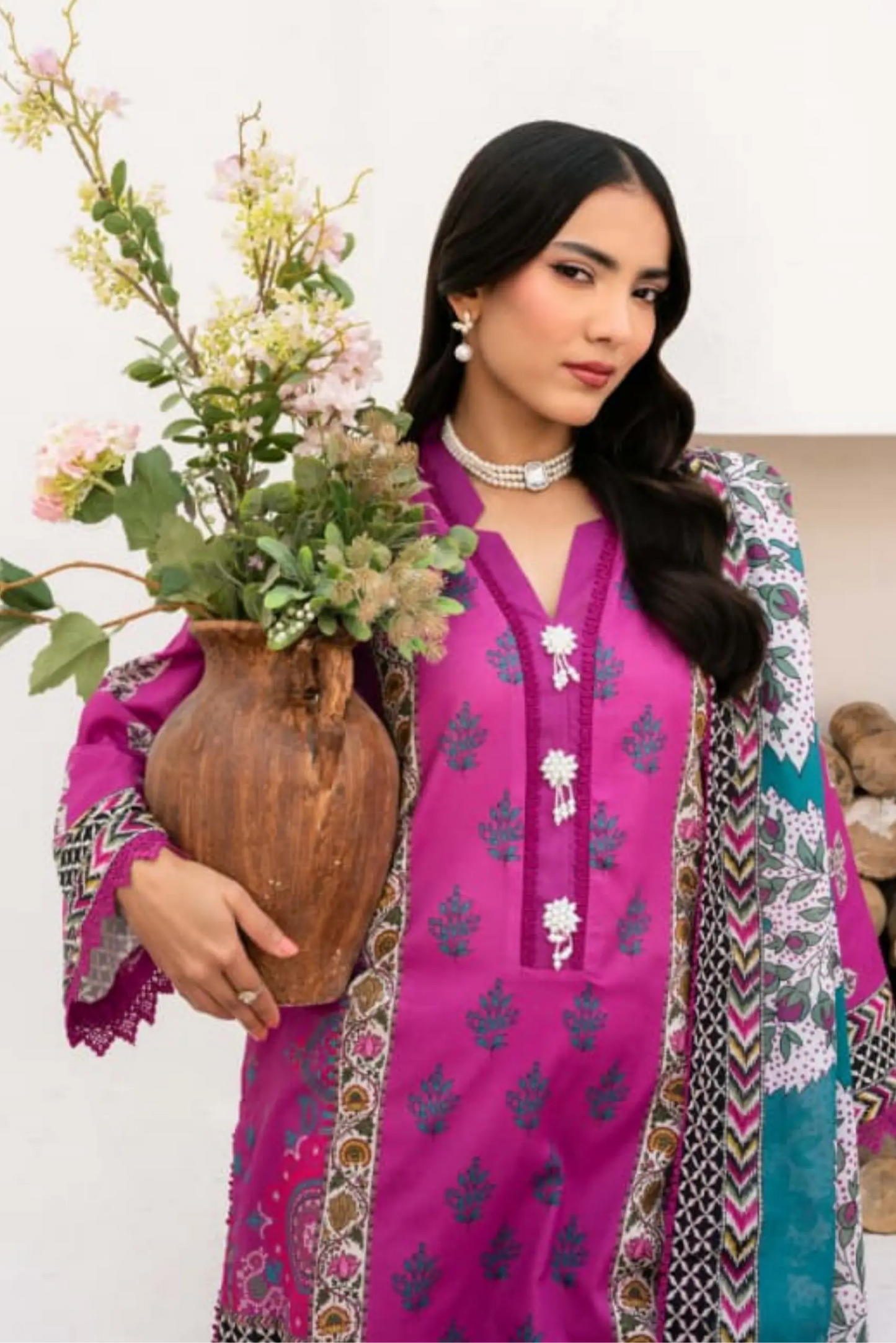 3 Pieces - Yakeen By Asifa Unstitched  Pink Ladies Lawn Suit