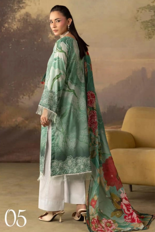 3 Pieces - Rangreza Unstitched Mint Green Lawn Suit
