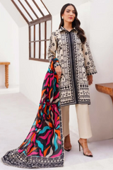 3 Pieces - Yakeen By Asifa Unstitched  Cream Ladies Lawn Suit