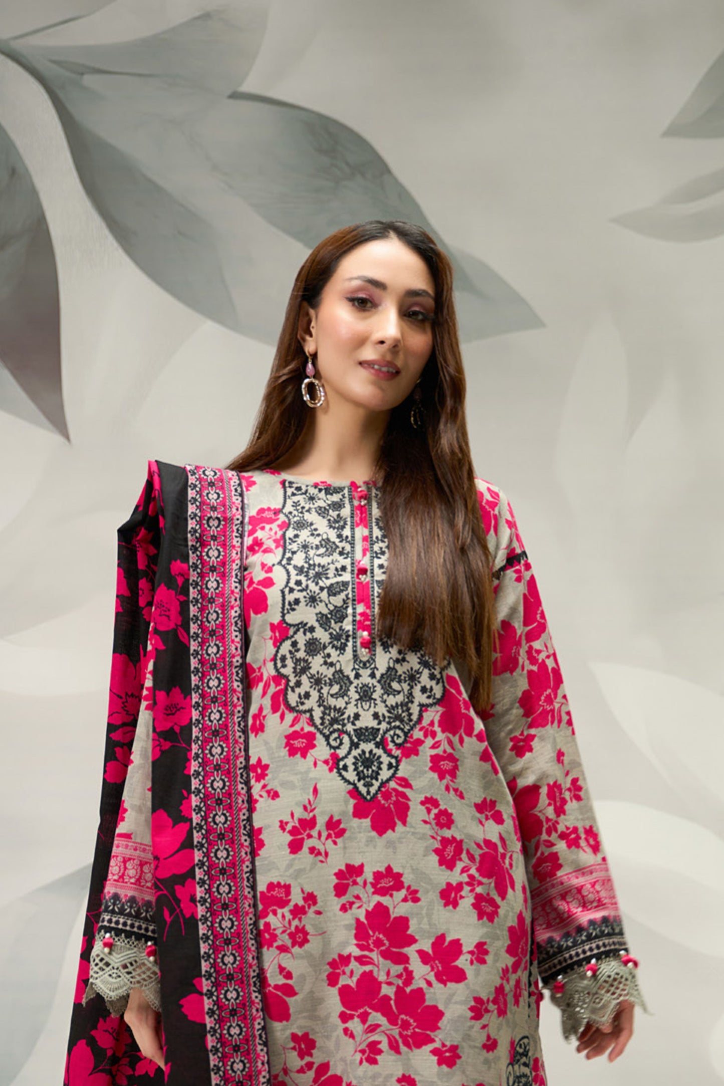 3 Pieces - Regalia Unstitched Grey Printed Khaddar Suit
