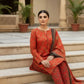 3 Pieces - Marooj Unstitched Redish BanaDora Linen Suit