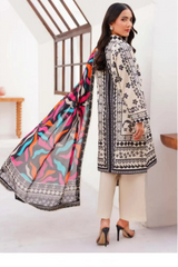 3 Pieces - Yakeen By Asifa Unstitched  Cream Ladies Lawn Suit
