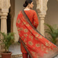 3 Pieces - Marooj Unstitched Redish BanaDora Linen Suit