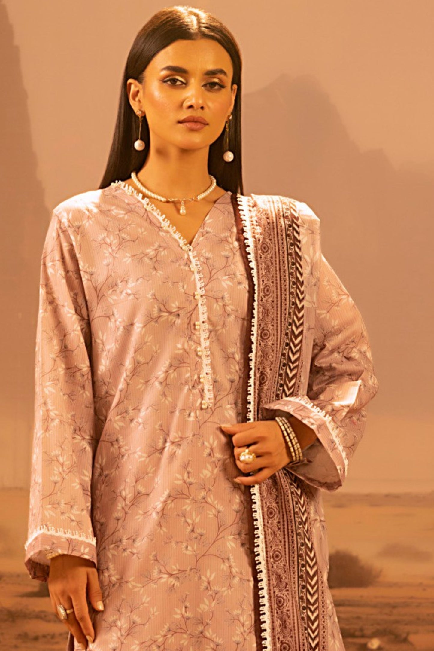 3 Pieces - Regalia Unstitched Baby Pink Mid Summer Cotton Suit