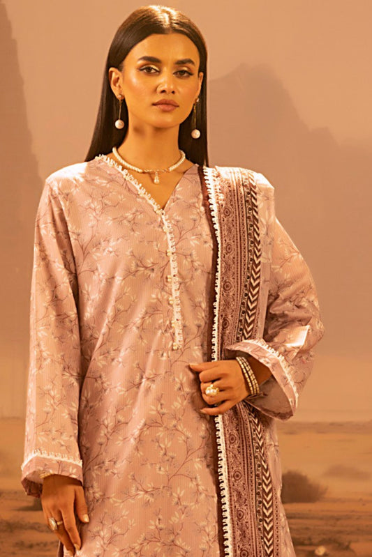 3 Pieces - Regalia Unstitched Baby Pink Mid Summer Cotton Suit