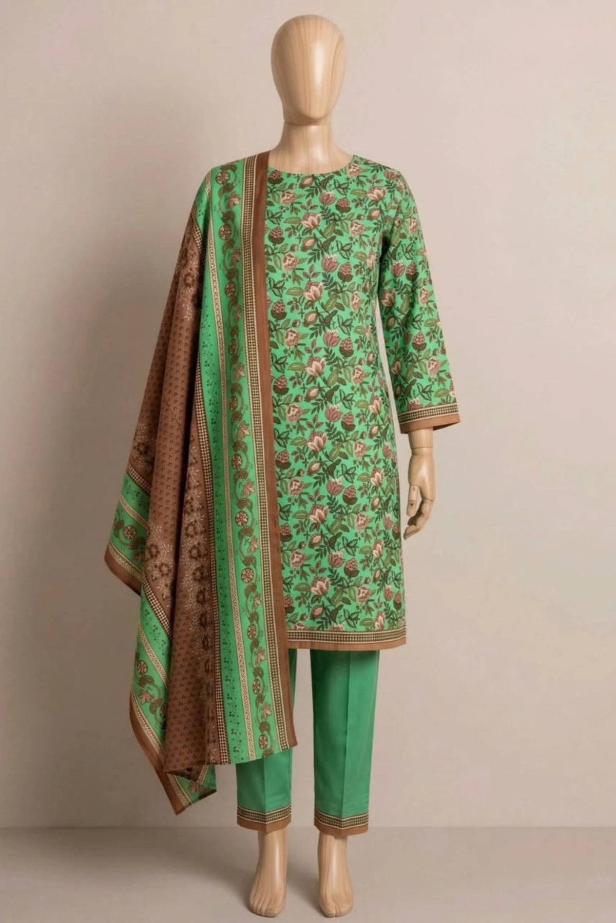3 Pieces - Rijja By Murashe Unstitched parrot Ladies Printed  Khaddar Suit