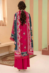 3 Pieces - Raabi  Unstitched Redish Pink Printed Ladies Linen Suit