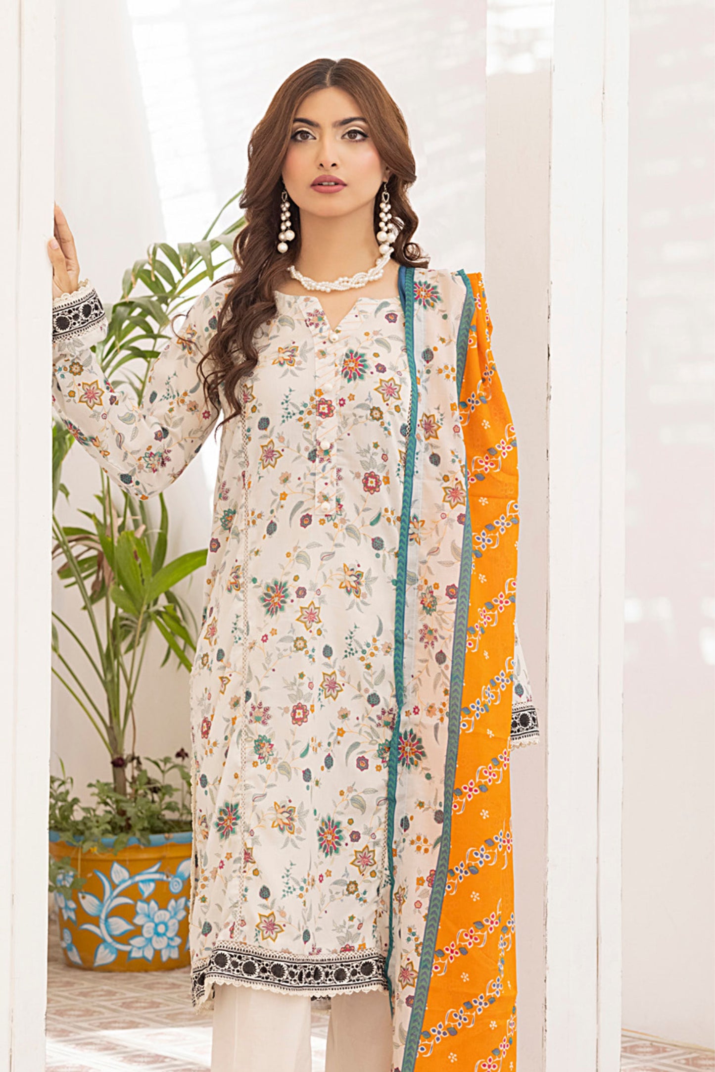 3 Pieces - Regalia Unstitched Off White Printed Lawn Suit