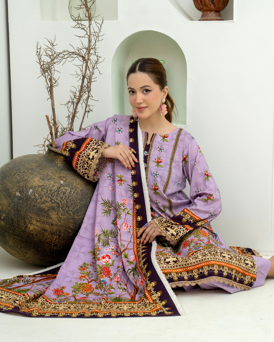 3 Pieces - Marooj Unstitched Light Purple BanaDora Linen Suit